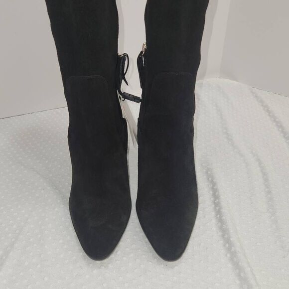 Zara Black Suede Over the Knee Boots Block Heel Women's Size 7.5 US / 38 EU - Picture 7 of 12